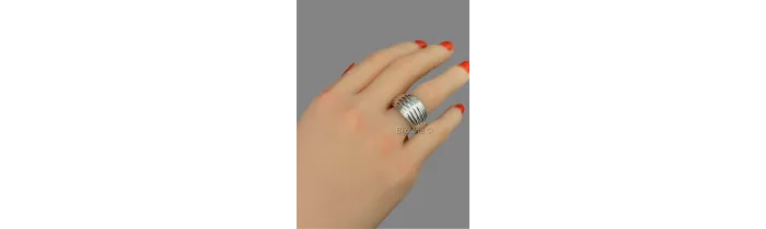 Bague Large Bombée Multi Rangs Argent 925/000 Rhodié Tailles CHOIX T 52 à T 62