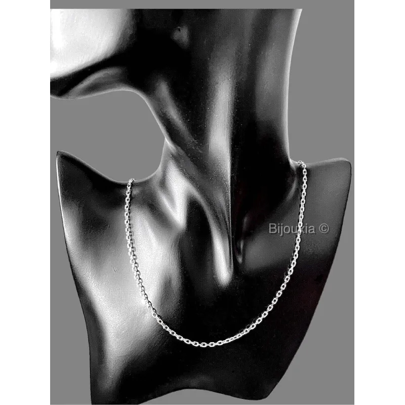Chaîne Maille Forçat En Argent 925/1000 - 2,25mm X 50cm - Bijou Mixte Neuf