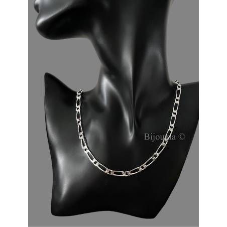 Chaîne Maille Figaro 5MM X 50 CM Argent Massif 925/1000 Bijoux Homme