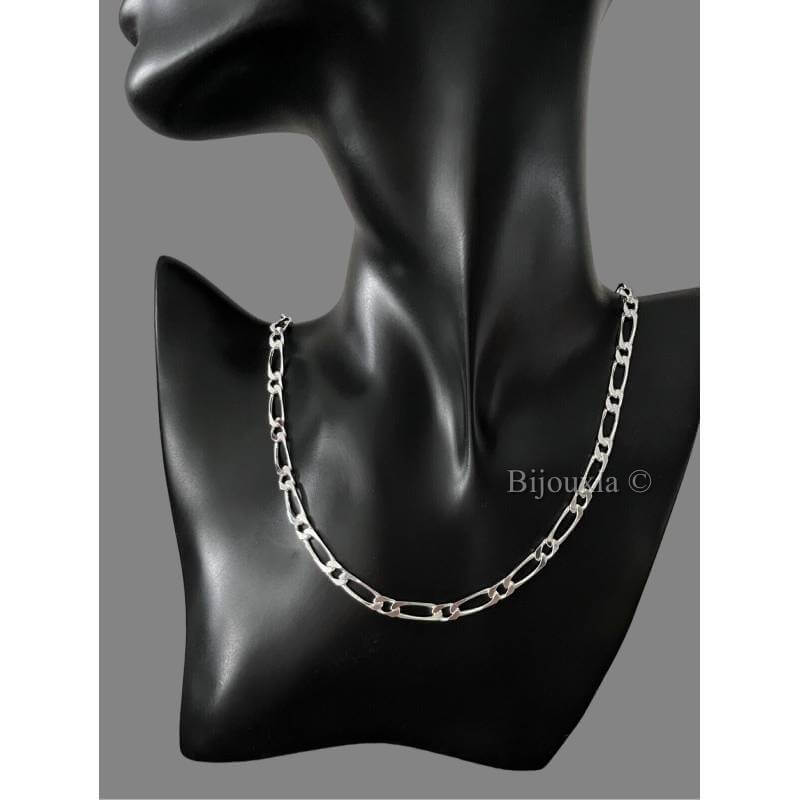 Chaîne Maille Figaro 5MM X 60 CM Argent Massif 925/1000 Bijoux Homme
