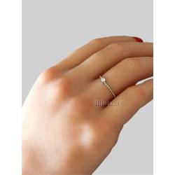 Bague Taille 50 petites billes + cristal en Argent Massif 925/000