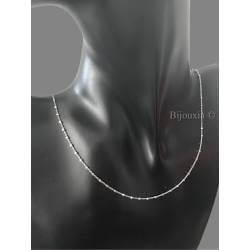 Chaîne Fine Maille Fantaisie Effet Scintillant En Argent Massif 925/000 Rhodié
