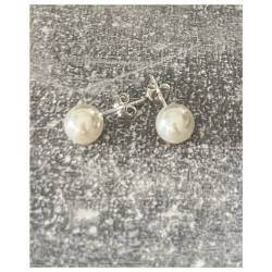 Boucles D'oreilles Puces Perles Diamètre 6MM Argent Massif 925/1000