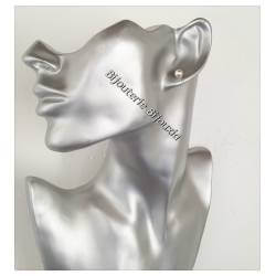 Boucles D'oreilles Puces Perles Diamètre 6MM Argent Massif 925/1000