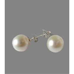 Boucles D'oreilles Puces Perles Diamètre 10MM Argent Massif 925/1000