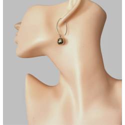 Boucles D'oreilles Pendantes Crochet Boule 10MM En Plaqué Or