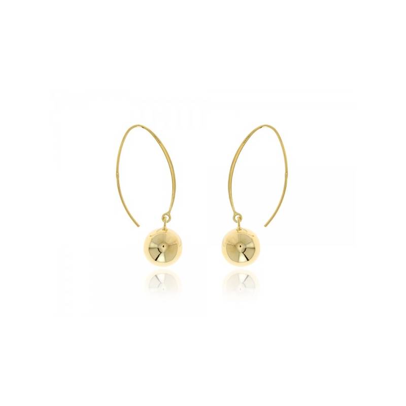 Boucles D'oreilles Pendantes Crochet Boule 10MM En Plaqué Or