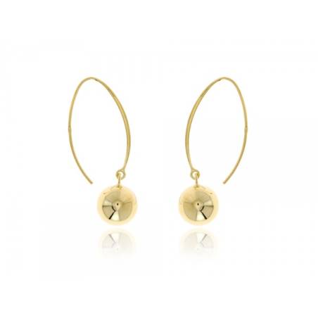 Boucles D'oreilles Pendantes Crochet Boule 10MM En Plaqué Or