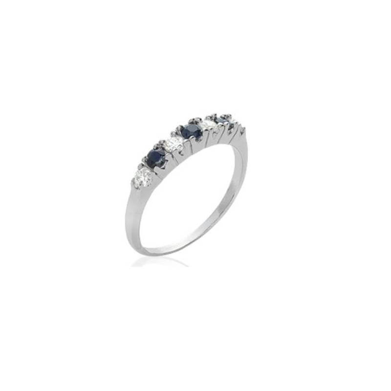 Alliance Pierres Saphirs Argent Massif 925/000 Rhodié Tailles 48 à 66