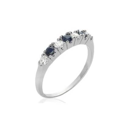 Alliance Pierres Saphirs Argent Massif 925/000 Rhodié Tailles 48 à 66