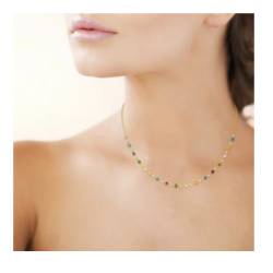 Collier Fin Orné de Cristal Multicolore en plaqué or 18 Carats 750/000