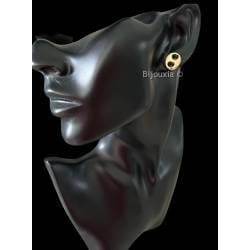 Boucles D'oreilles Puces Gros Grain De Café En Plaqué Or