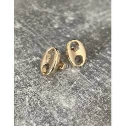 Boucles D'oreilles Puces Gros Grain De Café En Plaqué Or