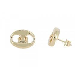 Boucles D'oreilles Puces Gros Grain De Café En Plaqué Or