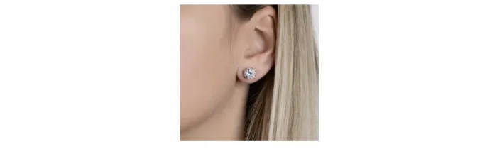Boucles D'oreilles 8MM Puces Zirconium Argent Massif 925/000 Rhodié