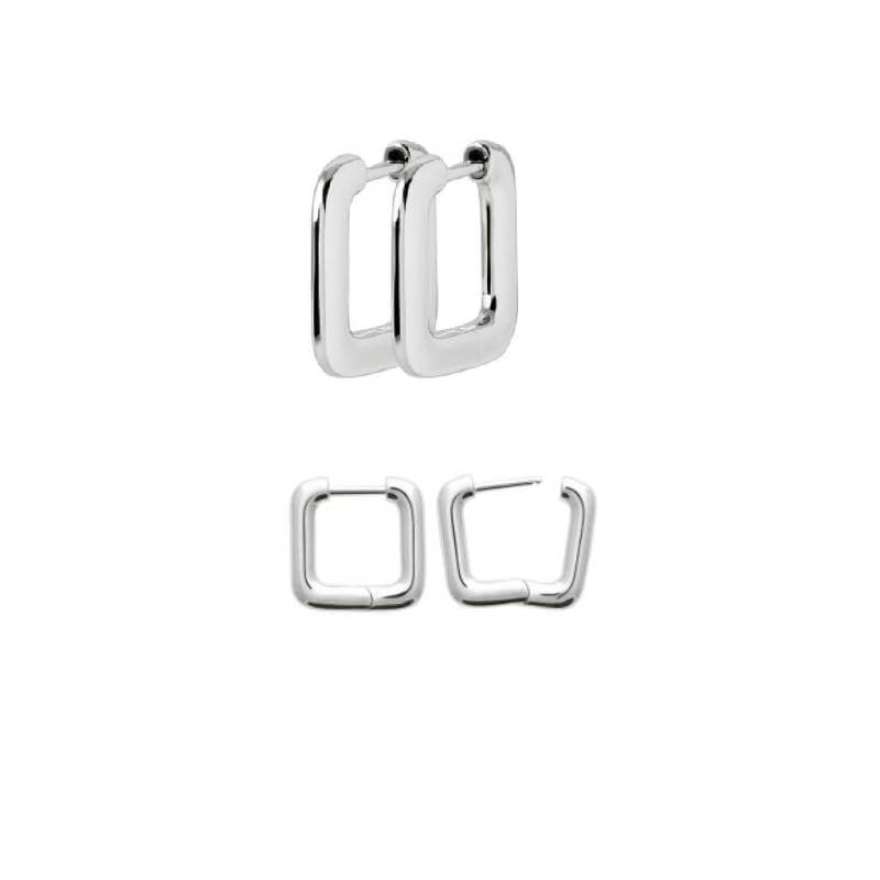 Créoles Ouvrantes Forme Carrée 14MM En Argent Massif 925/1000