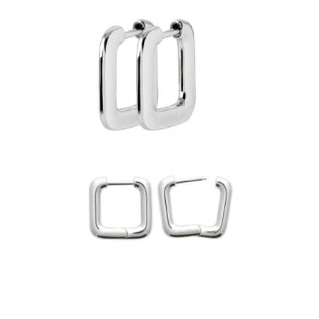 Créoles Ouvrantes Forme Carrée 14MM En Argent Massif 925/1000