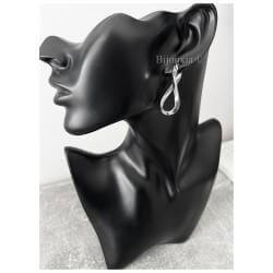 Créoles Ovales Ondulées Vagues En Argent Massif 925/1000