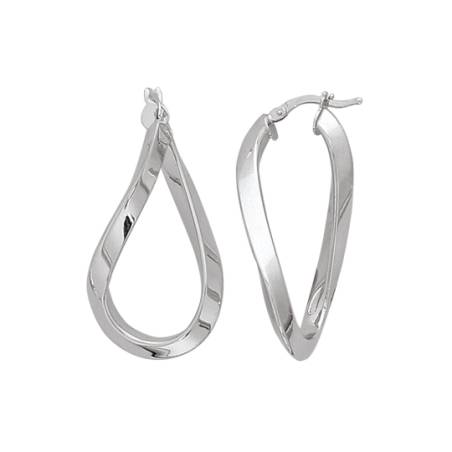 Créoles Ovales Ondulées Vagues En Argent Massif 925/1000