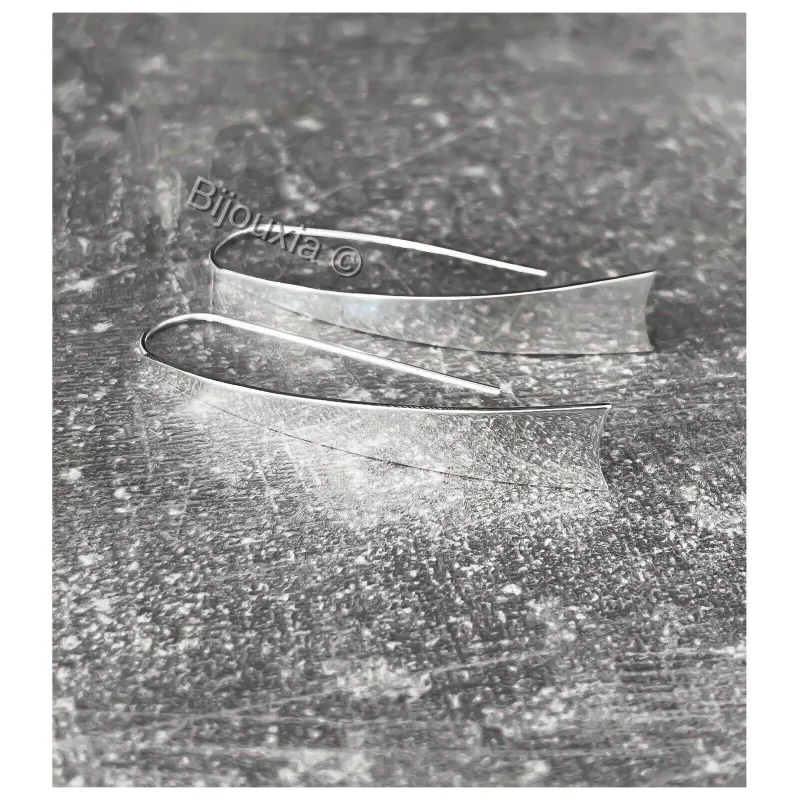 Boucles D'oreilles Longues Modernes Effet Miroir - Argent Massif 925/1000 Bijouxia - Neuf Avec étiquettes