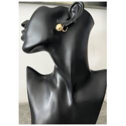 Boucles D'oreilles Dormeuses Grosses Boules 15MM Plaqué or 18 Carats Bijoux