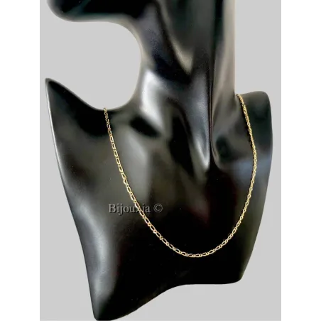 Chaîne Figaro 1-1 - 55CM  Largeur 2MM Plaqué or 18 CARATS 750/000