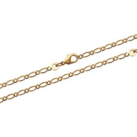 Chaîne Figaro 1-1 - 55CM  Largeur 2MM Plaqué or 18 CARATS 750/000