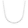 Chaîne Maille Grain De Café 50cm x 6mm En Argent 925/1000 Rhodium Haute Qualité