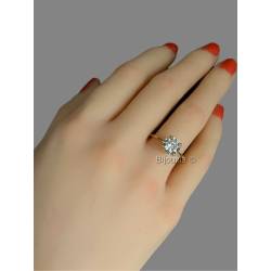 Bague Solitaire Cristal Carré En Plaqué Or 18 CARATS T50-52-54-56-58-60-62-64