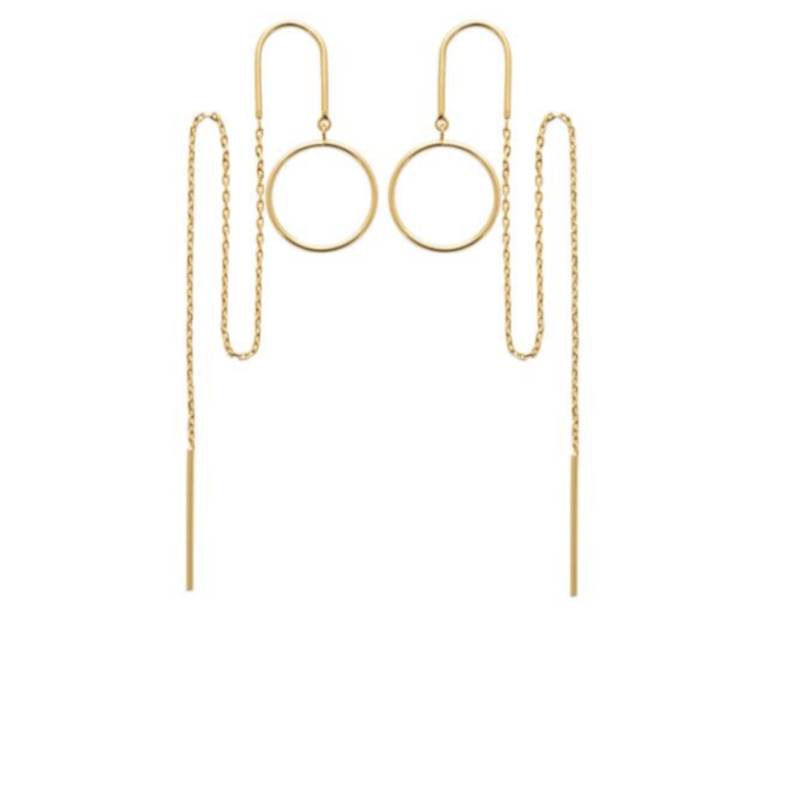 Boucles D'oreilles Chaîne Traversante Double Passage En Plaqué Or 18 Carats