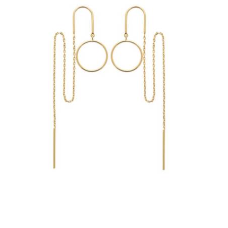 Boucles D'oreilles Chaîne Traversante Double Passage En Plaqué Or 18 Carats