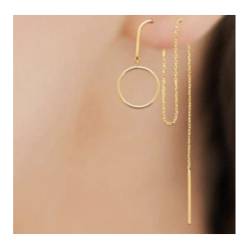 Boucles D'oreilles Chaîne Traversante Double Passage En Plaqué Or 18 Carats