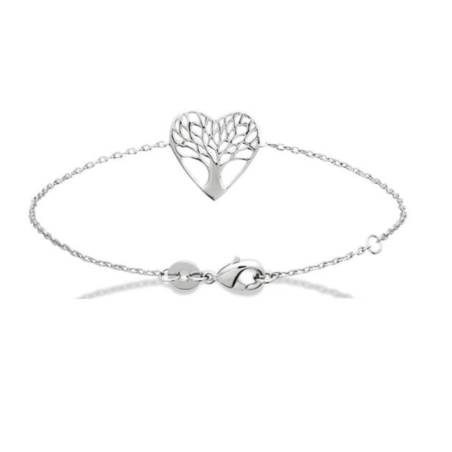 Bracelet Pendentif "Coeur Arbre de Vie" En Argent Massif 925/000 Rhodié