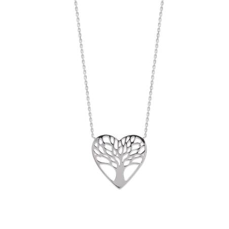 Collier Pendentif "Cœur Arbre de Vie" En Argent Massif 925/000 Rhodié