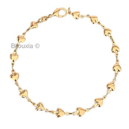 Bracelet AMOUR Maille coeurs En Plaqué or 18 carats 750/1000
