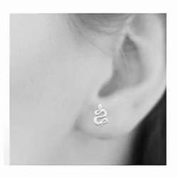 Boucles D'oreilles Puces Serpent Oxyde de Zirconium Argent Massif 925/000 Rhodié