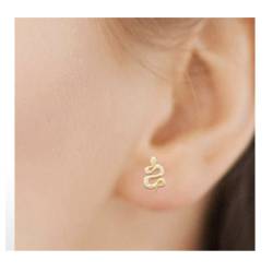 Boucles D'oreilles Puces Serpent Oxyde de Zirconium Plaqué or 18 CARATS 750/000