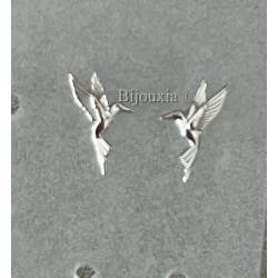Boucles D'oreilles Puces Oiseaux En Argent 925/000 Rhodié