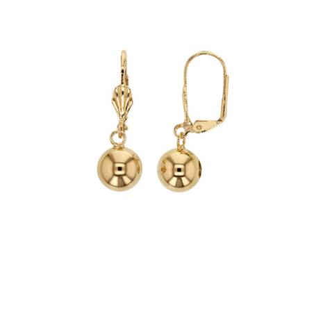 Boucles D'oreilles Dormeuses Boules Pendantes 12MM Plaqué or 18 Carats 750/000