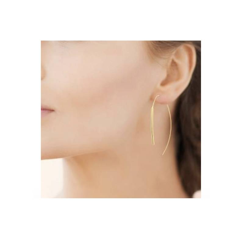 Boucles d'oreilles puce forçat lisse sable Or 750/1000 | GoldCenter WI