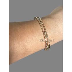 Bracelet Jonc Motif Chaîne Figaro Alternée En Plaqué Or 18 Carats 750/1000