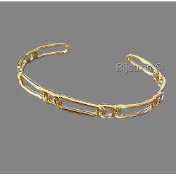 Bracelet Jonc Motif Chaîne Figaro Alternée En Plaqué Or 18 Carats 750/1000