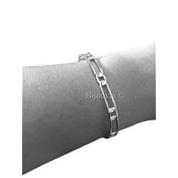 Bracelet Jonc Motif Chaîne Figaro Alternée En Argent Massif 925/1000 Rhodié
