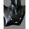 Collier 3 Perles Pierre Quartz Rose Véritable En Argent Massif 925/1000 Rhodié