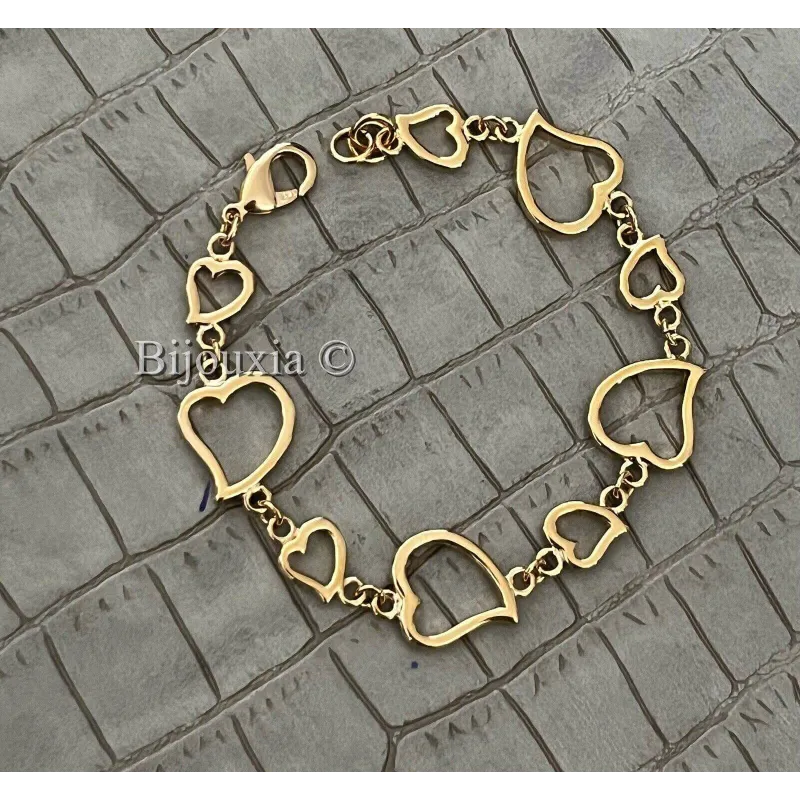 Bracelet Amour En Maillons Cœurs Plaqué Or 18 Carats Bijouxia - Neuf Avec étiquettes - Bijou Femme