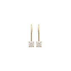 Boucles d'oreilles Pendantes Type Dormeuses Cristal Zirconium Plaqué or 750/000