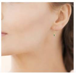 Boucles d'oreilles Pendantes Cristal Zirconium Émeraude En Plaqué or 18 Carats