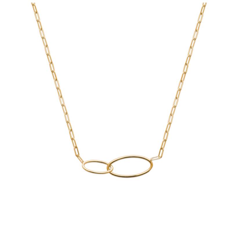 Collier Double Maillons Ovales Plaqué Or 18 Carats 750/1000