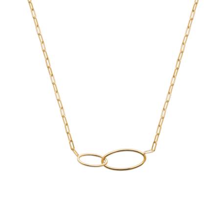 Collier Double Maillons Ovales Plaqué Or 18 Carats 750/1000