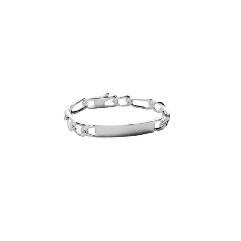 Bracelet Gravure Identité Figaro 21 CM X 8MM  Argent 925/1000